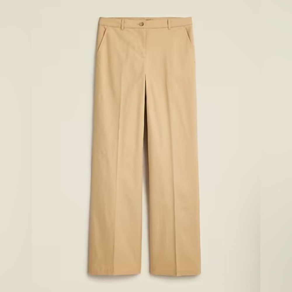 NEW! J. Crew Full-length wide-leg trouser in cotton blend Khaki Tan Size 10 #L05